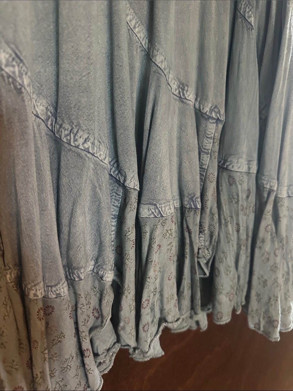 Boho Embroidered Midi Dress in Dusty Blue - Picture 9 of 10